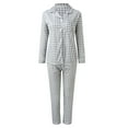 thumbnail image 3 of Cqxid525 Summer Clothing sale! Cotton Pajamas for Women Women Casual Lapel Plaid Print Two Long Sleeve Pajamas Pajamas Suit Two Piece Soft Sleepwear, 3 of 7