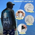 thumbnail image 4 of SEANATIVE Long Sleeve Sun Shirts for Men Fishing Hiking Running Tops Sun Hoodie Lightweight Breathable Outdoor UV Protection Rash Guard, L, Wolf Cross Moon Forest Pattern Blue Black, 4 of 7