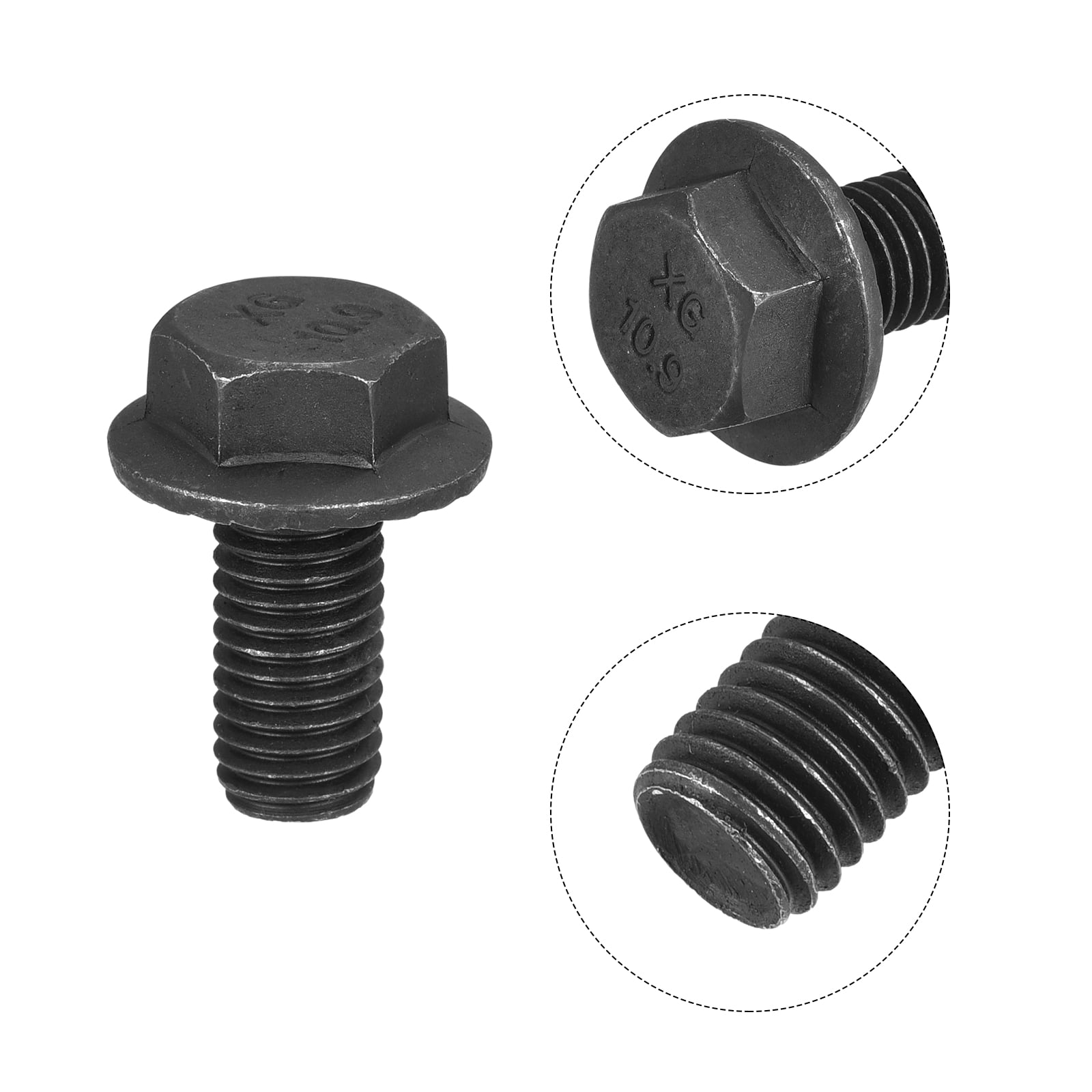 Unique Bargains Hex Serrated Flange Bolts Durable Carbon Steel Screw Hardware M10-1.5x20mm