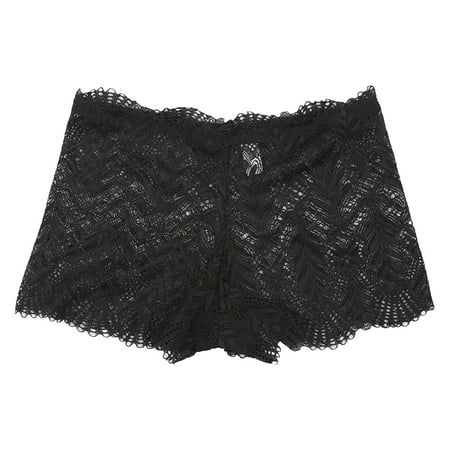 BYHONG Sexy Women s Underwear Lace Mid Waist Lift Leaf Shaped Hollow Breathable Covering Large Size Pants Panties for Women Black XL