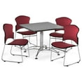 thumbnail image 3 of OFM Multi-Use Break Room Package, 42" Square Table with Fabric Stack Chairs, Gray Nebula Finish with Chrome-Plated Steel Base and Wine Seats (PKG-BRK-044), 3 of 5