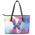 thumbnail image 2 of ZUXONGSY Colorful Butterfly Print Tote Bag for Women PU Leather Satchel Handbags Waterproof Top Handle Satchel with Zippered for Dating Shopping, 2 of 6