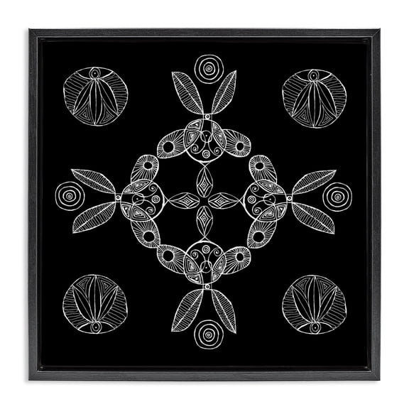 Stupell Industries Eclectic Circular Symmetry Elementals Black Floating Frame Canvas Art, 18 x 18, by El Perkin
