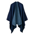 thumbnail image 1 of Nvzi Poncho abierto al frente, capa, suéter de gran tamaño, cárdigan informal, chales para otoño e invierno, doble cara, azul marino, 1 of 2
