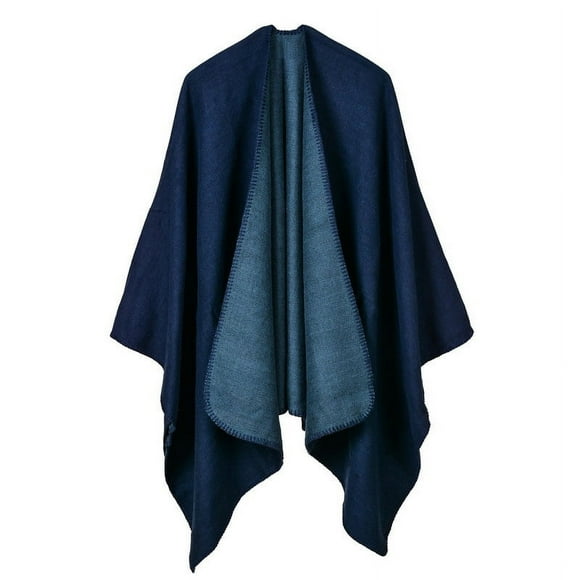 Namzi Shawl Wraps Open Front Poncho Cape Oversized Sweaters Casual Cardigan Shawls for Fall Winter,Double Sided Navy Blue