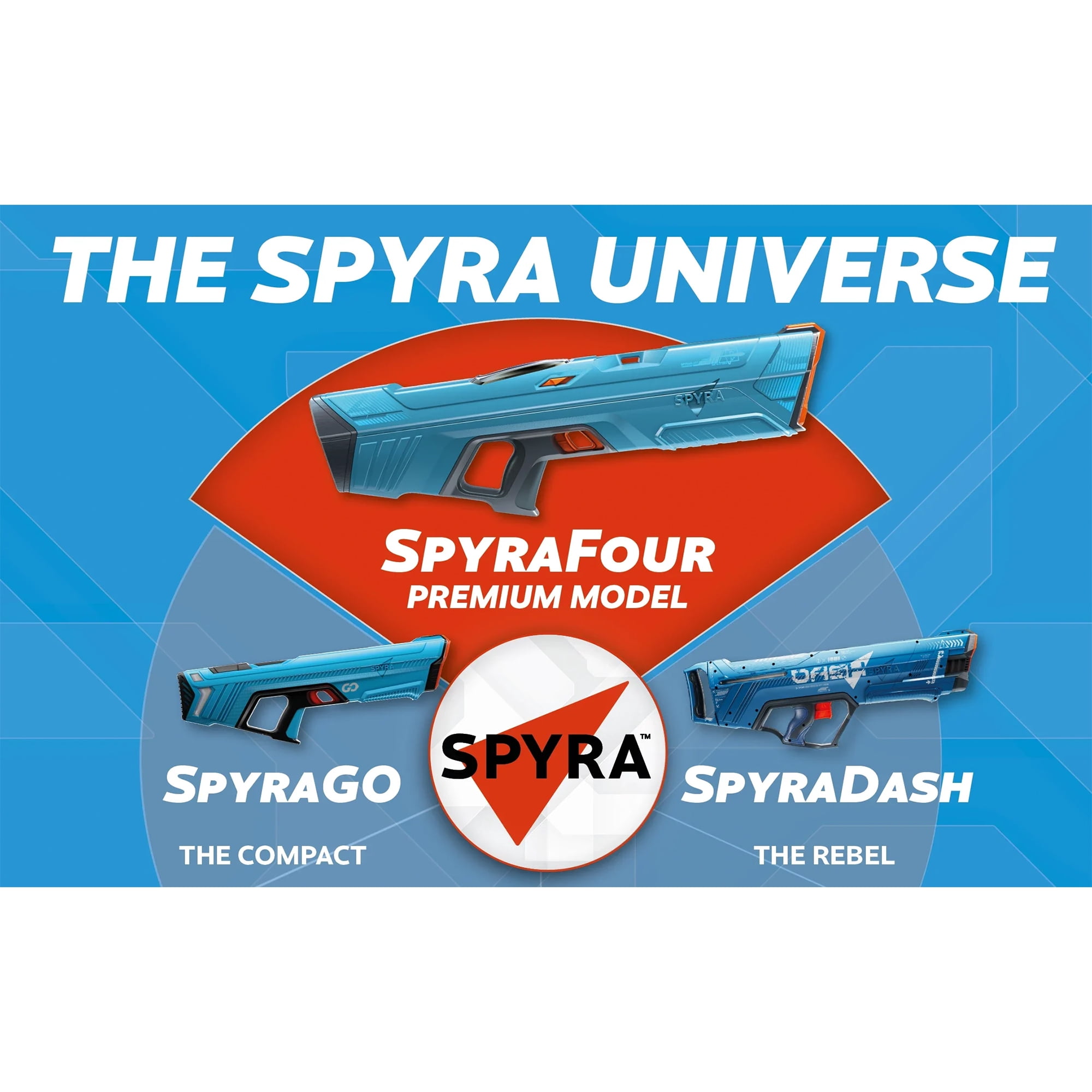 SPYRA Electric Water Blaster, Outdoor Squirt Gun for Pool Games, SpyraFour, Red