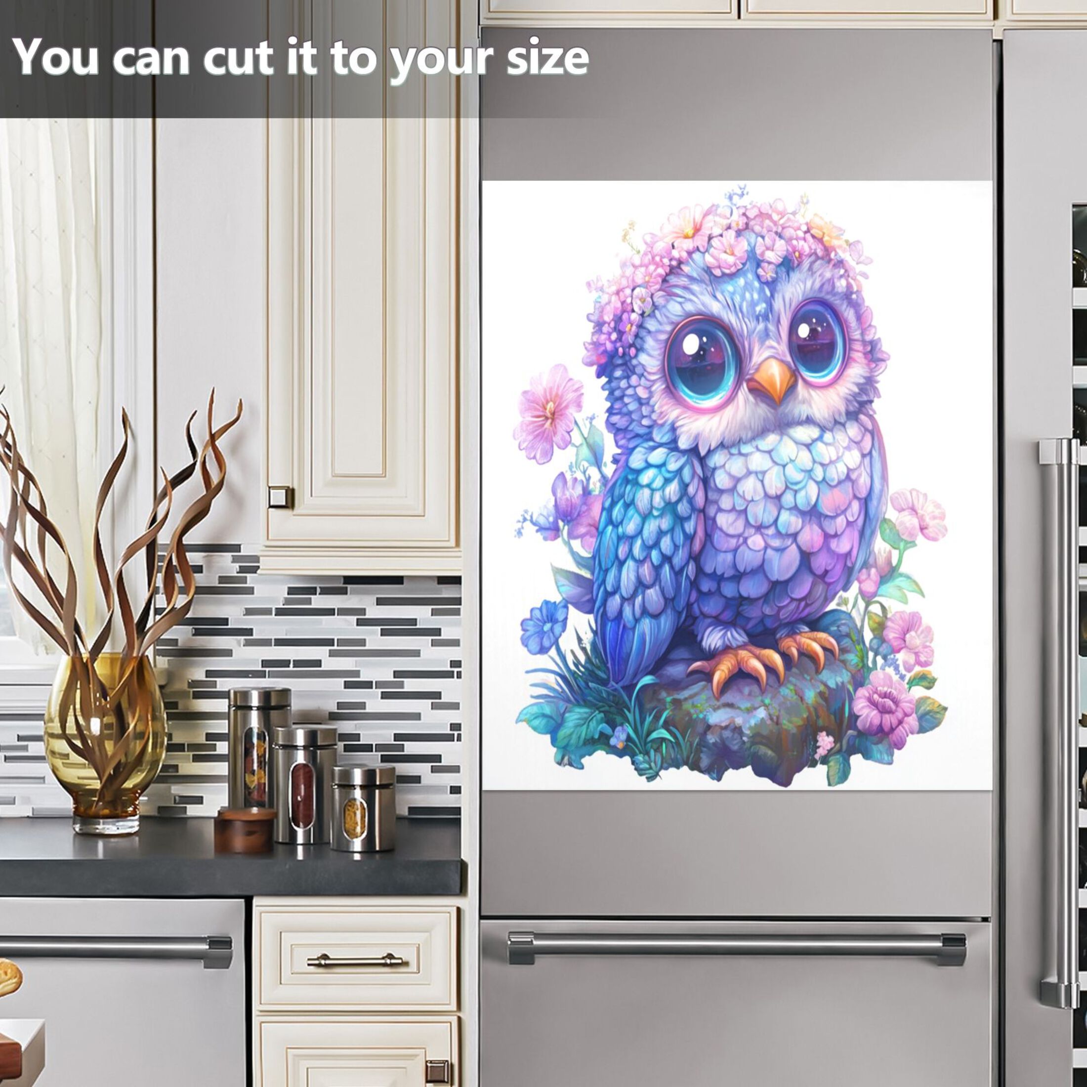 Dishwasher Magnetic Sticker 23x26 Inch Refrigerator Magnetic Sticker Washing Machine Magnetic Sticker Kitchen Panel Magnetic Sticker Home Decor Adorable Colorful Owl