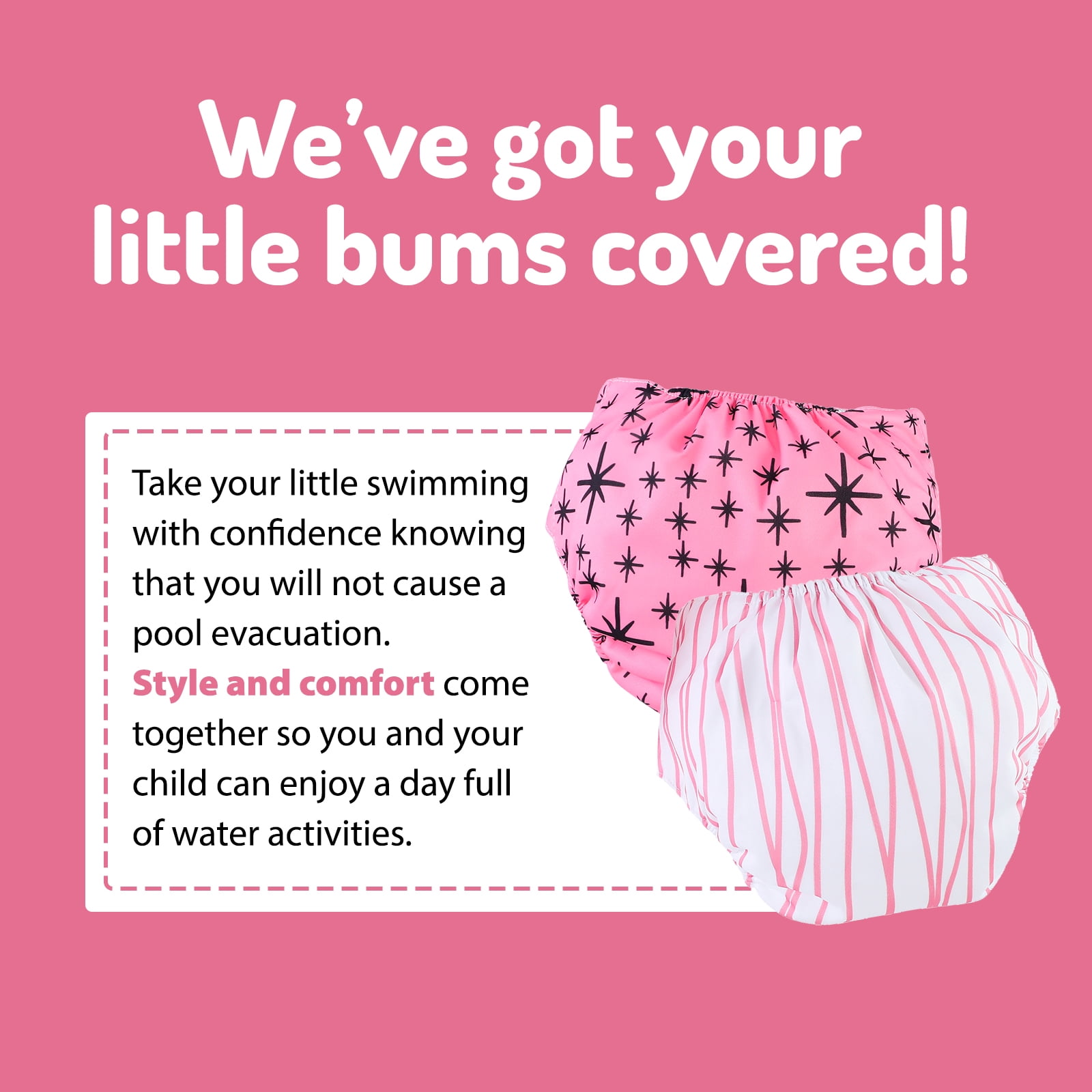 Piu Dino Baby Pool Diaper (Kit w/ 2 units) - Pink