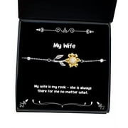 amangny My Wife is My Rock - she is Always There for me no Matter What. Sunflower Bracelet, Wife Jewelry, Nice Gifts for Wife, Hanukkah Gifts, Kwanzaa Gifts, Birthday Gifts, Wedding Gifts,