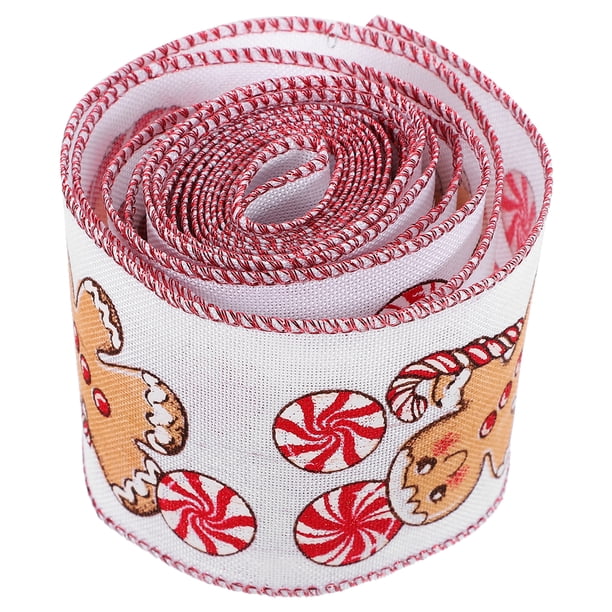 1 rollo de cinta navideña con alambre para manualidades navideñas, cinta para envolver regalos