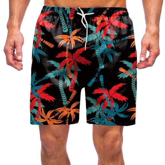 CONZONE Men'S Swim Trunks Hawaiian Graphic Y2K Board Shorts for Men Elastic Waist Drawstring Lightweight Quick Dry Summer Beach Swim Shorts