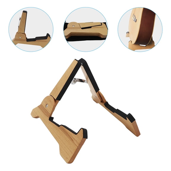 LULULION Light Brown Wood Guitar Stand Portable Foldable Guitar Support for Stage and Store