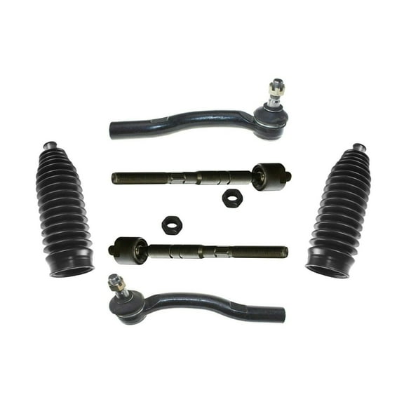 6 Pc Front Steering Kit Outer Inner Tie Rod Ends and Bellow Boots Fits select: 2007-2011 TOYOTA CAMRY