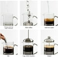 thumbnail image 2 of OVENTE French Press Coffee Maker 20 Ounce with Heat Resistant Borosilicate Glass, Stainless Steel Design and 4-Level Filter System, Portable Cold Brewer Pot for Travel, Camping or Gift, Silver FSH20S, 2 of 9