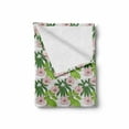 thumbnail image 2 of Tropical Soft Flannel Fleece Blanket, Grunge Exotic Hibiscus Flowers Hand Drawn Nature on Stripe Background, Cozy Plush for Indoor and Outdoor Use, 70" x 90", Blush Green Apple Green, by Ambesonne, 2 of 6