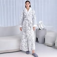 thumbnail image 2 of WZXFASHION Women's Fleece Robe Long Warm Plush Bathrobe Fuzzy House Coat Pattern WomenRobes Grey XL, 2 of 6