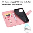 thumbnail image 6 of Zipper Wallet Case for iPhone 14, Glossy Luxury Faux PU Leather Soft Silicone Shockproof Flip Folio Cover with Card Slots Pocket Magnetic Clasp Kickstand Fashion Case, Rosegold, 6 of 8