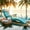 Blue, variant on YIKEMA HDPE Outdoor Pool Chaise Lounge with Armrests - Set of 2, White