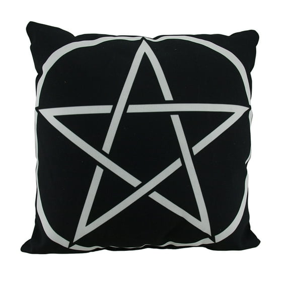 Zeckos Black and White Pentacle Symbol 18 inch Indoor / Outdoor Throw Pillow