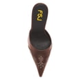 thumbnail image 3 of FSJ Women Pointed Toe Studded Backless Pumps Slip on Stiletto High Heel Mules Casual Dress Work Slides Shoes Size 8 Espresso, 3 of 5
