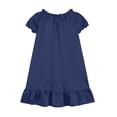 thumbnail image 6 of SGFCWSX Girls Casual Dress Short Sleeve Satin Bow Ruffle Hem Loose Fit Summer Dress Navy Size 6-7 Years, 6 of 9