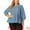 Blue, variant on Unique Bargains Junior's Plus Size 3/4 Puff Sleeve Elastic Waist Peplum Blouses 3X Blue