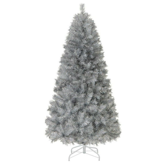 Resenkos 6-Ft Artificial Christmas Tree with Warm White LED Lighting - Silver