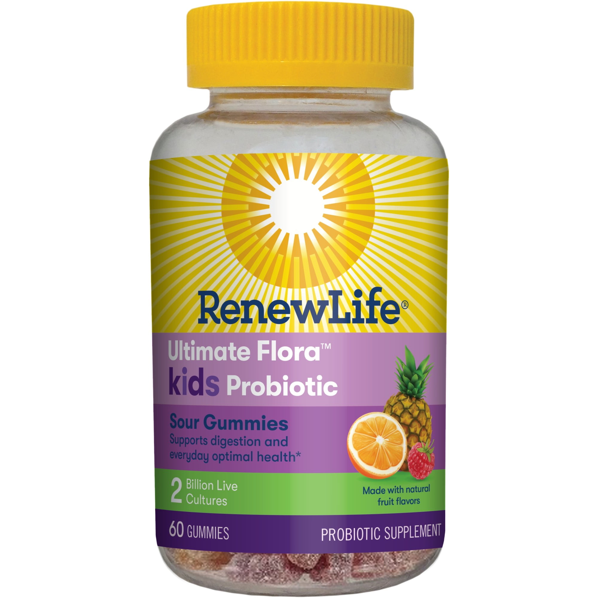Renew Life Kids Probiotic Sour Gummies, 2 Billion, Fruit