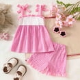 thumbnail image 3 of Kaprioy Girls Summer Clothes Outfits For Girls Toddler Baby Girl Plaid Outfit Sleeveless 3D Flowers Tunic Tank Top Ruffle Shorts Set Summer Clothes, 3 of 7