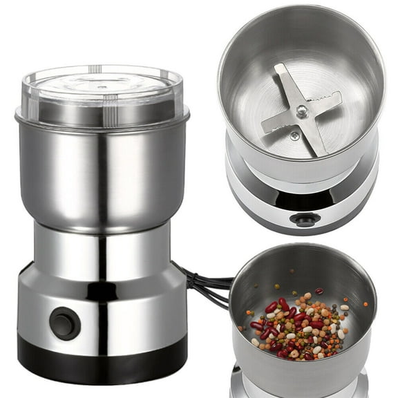 Electric Coffee Bean Grinder Nut Seed Herb Grind Spice Crusher Mill Blender, Silver