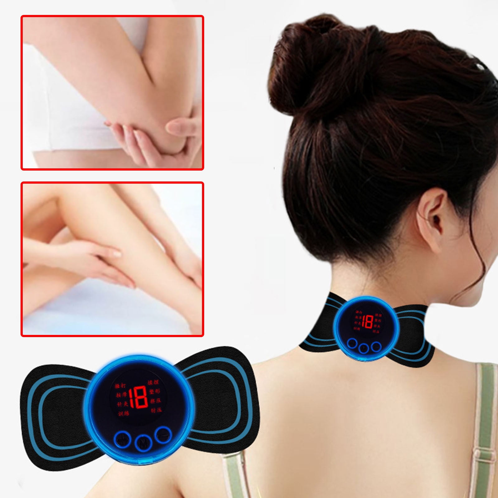 3 Pcs Mini Neck Back Massager - 6.9" x 2.7" Portable Cervical Vertebra Massage Mats, 8 Modes, Full Body Pain Relief for Shoulder, Legs, Muscle Relaxation, Ideal for Home, Office
