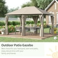 thumbnail image 5 of Outsunny 10' x 13' Outdoor Patio Gazebo Canopy Shelter with 6 Removable Sidewalls, & Steel Frame for Garden, Lawn, Backyard and Deck, Khaki, 5 of 9