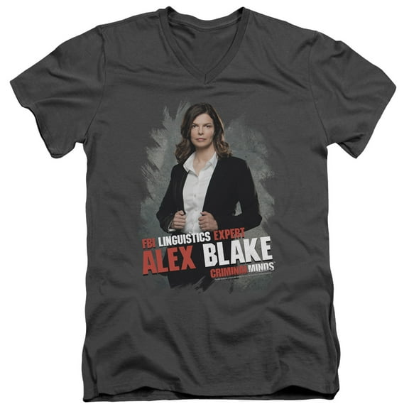Criminal Minds Alex Blake Adult V-Neck 30/1 T-Shirt Charcoal