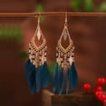 thumbnail image 6 of K-KED Colorful Fan Shaped Tassel Vacation Earrings for Women's Long Bohemian Beads-DC1362-1, 6 of 9