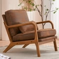 thumbnail image 2 of Tcbosik Lounge Chair, Solid Wood Frame Accent Chair with Lumbar Pillow, Modern Armchair in Brown, Bronzing Cloth, 25.6"L x 32.3"W x 29.5"H, 2 of 9