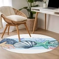 thumbnail image 4 of Round Rugs 3.3Ft, Blue Coastal Round Area Rug Washable Indoor Throw Carpet, Beach Nautical Starfish Shell Coral Soft Non Slip Circle Rug for Laundry Room Patio Home Decor Aesthetic, 4 of 8