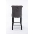 thumbnail image 6 of Modern Velvet Barstools Set of 2 with Button Tufted Decoration, Comfy Bar Stools with Chrome Nailhead Trim and Footrest, Counter Height Bar Stools for Bar, Kitchen, Dining Room, Home Bar, Gray, 6 of 9
