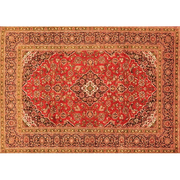 Ahgly Company Indoor Rectangle Medallion Orange Traditional Area Rugs, 8' x 10'