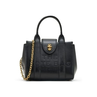 Marc Jacobs The Mini Turnlock Leather Crossbody Tote Bag In Black