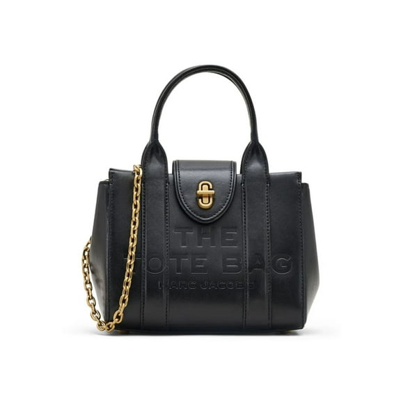 Marc Jacobs The Mini Turnlock Leather Crossbody Tote Bag In Black