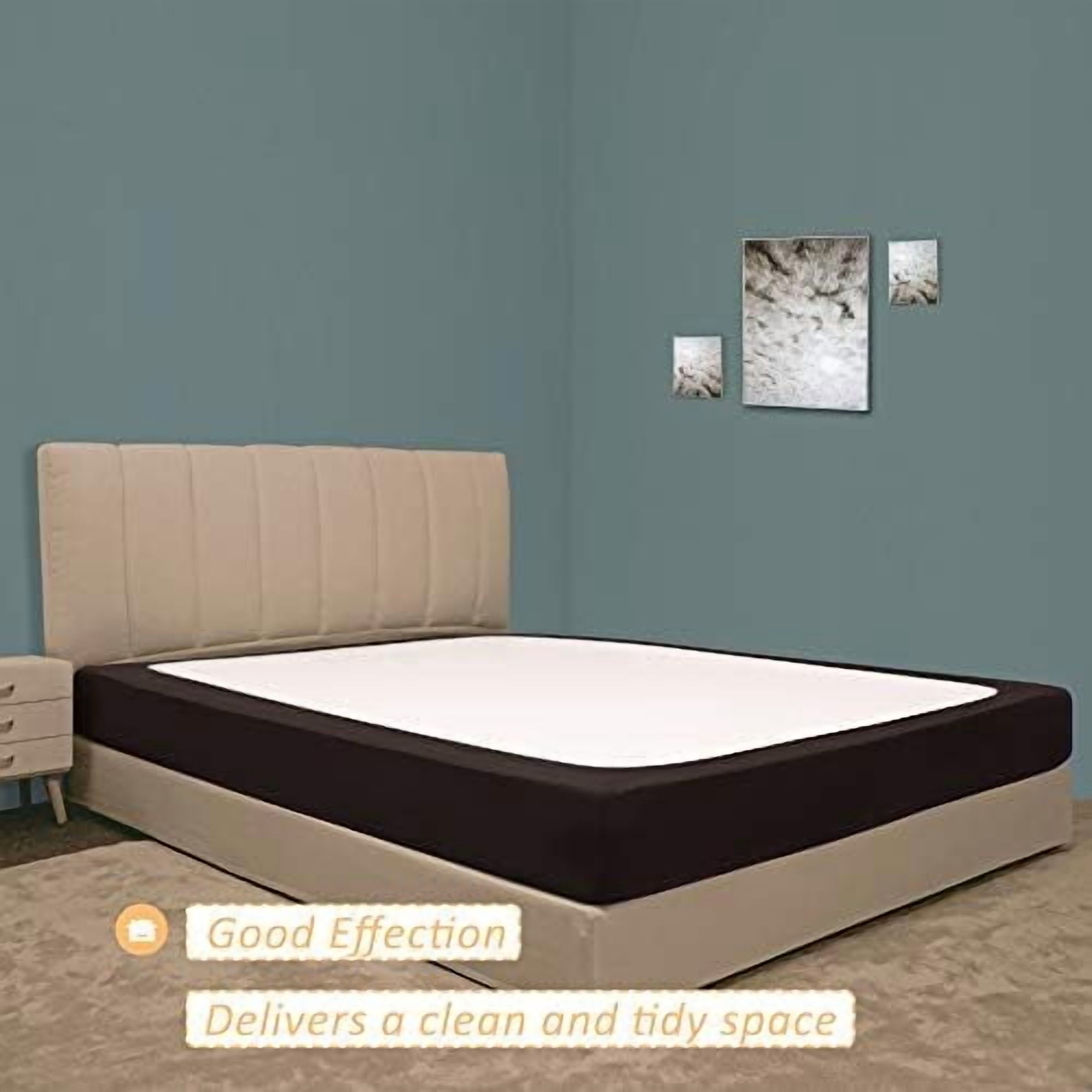 Stretch Jersey Box Spring Cover Wrap Around, Bed Skirt Alternative, Ultra Soft & Wrinkle Resistant, Full/Full XL, Chocolate Brown