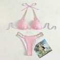 thumbnail image 4 of UTSJKR Women's Micro Triangle Bikini Set Cut Out Chain Two Piece Bathing Suit Retro 2 Piece Swimsuits Sets Cute Holiday 2025 Summer Fashion Pink S, 4 of 5