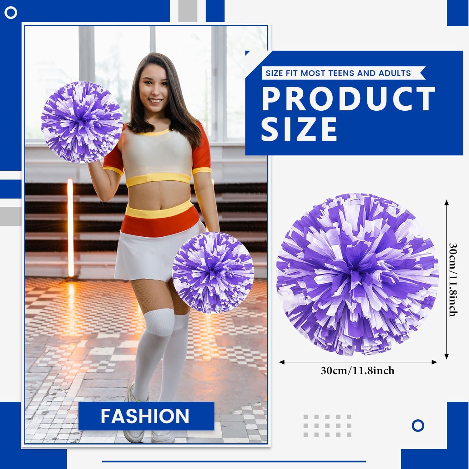 20 PCS Metallic Cheerleading Pom Pom for Team Spirit Sports Dance Cheering Kids Adults