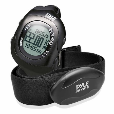 Pyle BT Fitness Heart Rate Monitoring Watch with Cordless Data Transmission and Sensor (Black)