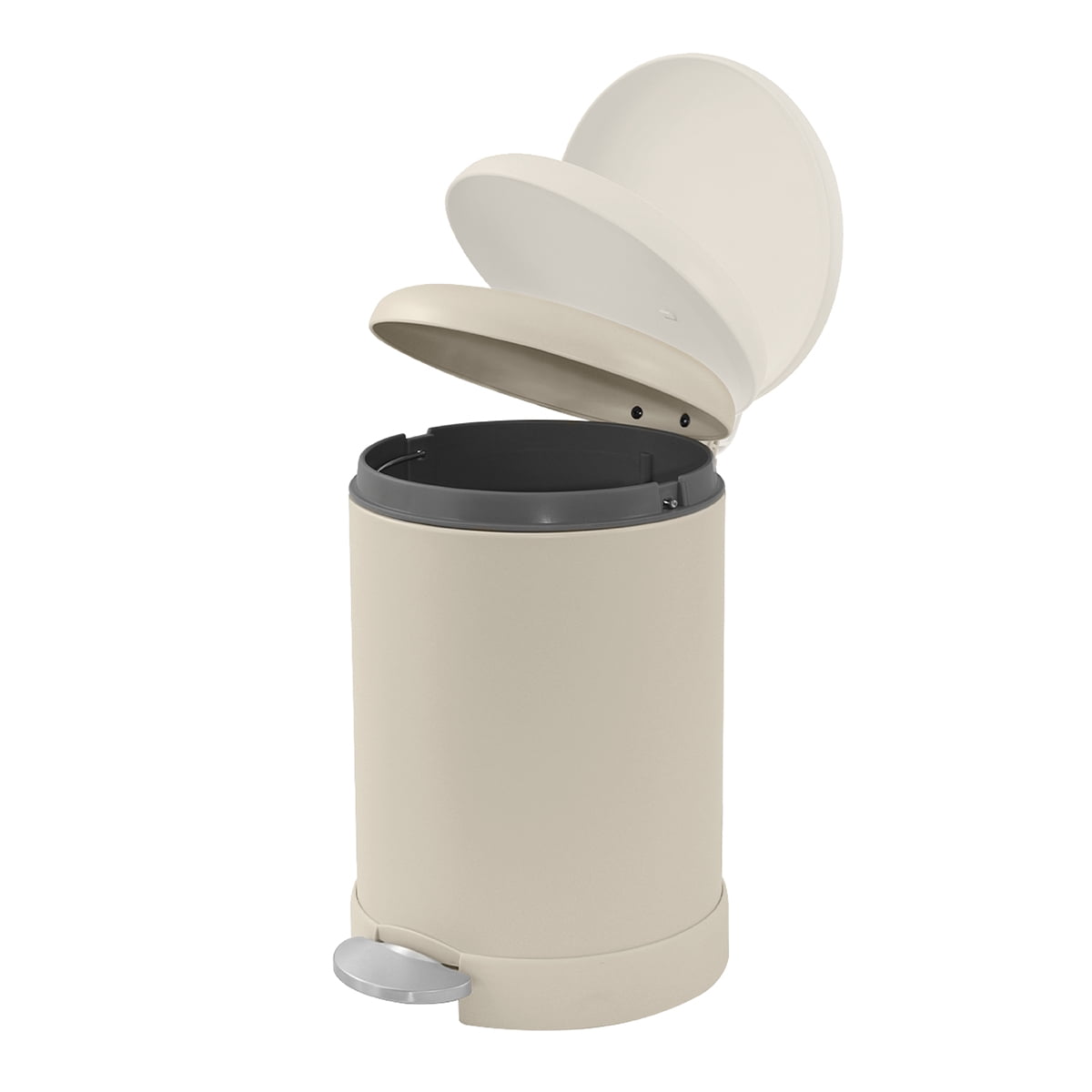 Glad Bathroom Trash Can, 1.2 Gallon Stainless Steel Small Step Garbage Bin with Lid, Beige