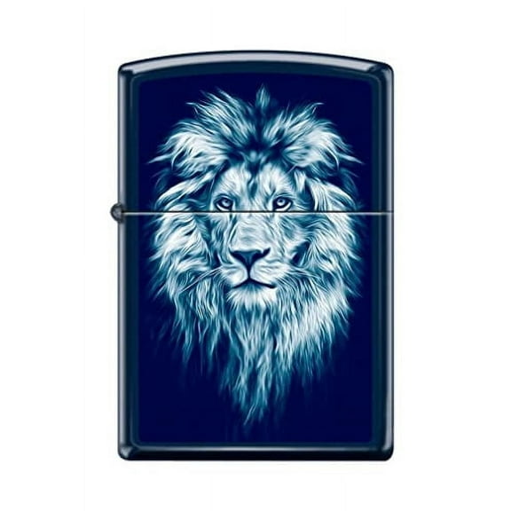 Zippo Lighter- Lion Illustration Navy Matte Windproof Lighter #Z5203
