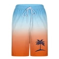 thumbnail image 4 of QQAMB Shorts for Men Plus Size Elastic Waisted Gradient Color Palm Graphic Printed Loose Comfy Shorts Light Blue M, 4 of 5