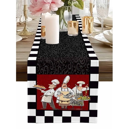 Table Runner Chef Kitchens Table Runners Funny Cooks Black Buffalo Plaid Cotton Linen Dresser Scarf Kitchen Dining Table Decor for Home Dinner Party Decor 13×72 Inch Table Runner Chef Kitchens Table Runners Funny Cooks Black Buffalo Plaid Cotton Linen Dresser Scarf Kitchen Dining Table Decor for Home Dinner Party Decor 13×72 Inch
