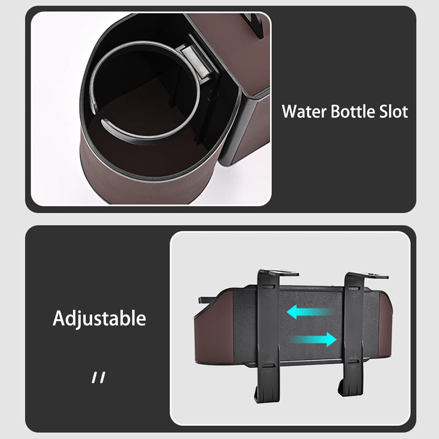 4-in-1 Back Seat Car Organizer with Multi-Pocket Storage & Cup Holders, Universal Fit Backseat Organizer for Travel & Daily Use, BROWN
