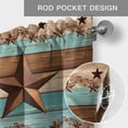 thumbnail image 6 of Western Texas Star Vintage Farmhouse Short Window Curtain Valances, Retro Farmhouse Turquoise Brown Wood Rod Pocket Kitchen Valances for Living Room Bedroom Bathroom Cafe 54" x 18", 6 of 8